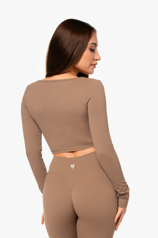 Top Crossed manches Longues - Café Latte