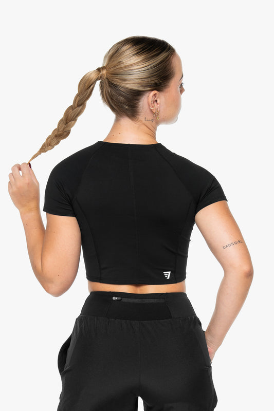 Top Power Crop Manches Courtes - Black