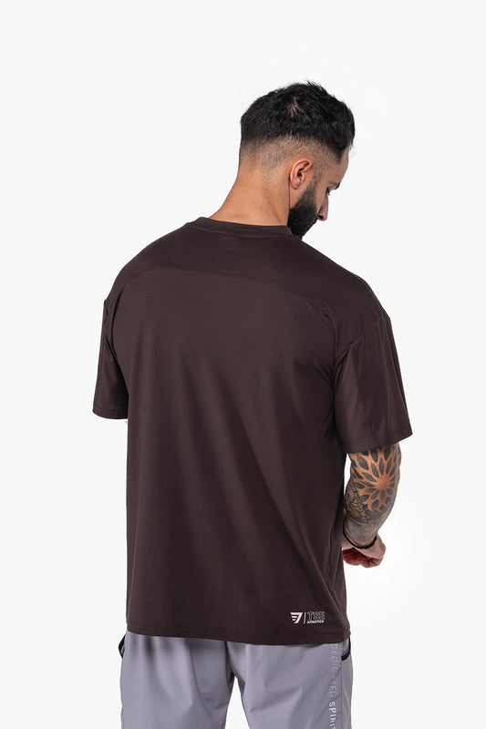 T-SHIRT OVERSIZE PERFORMANCE - COFFEE