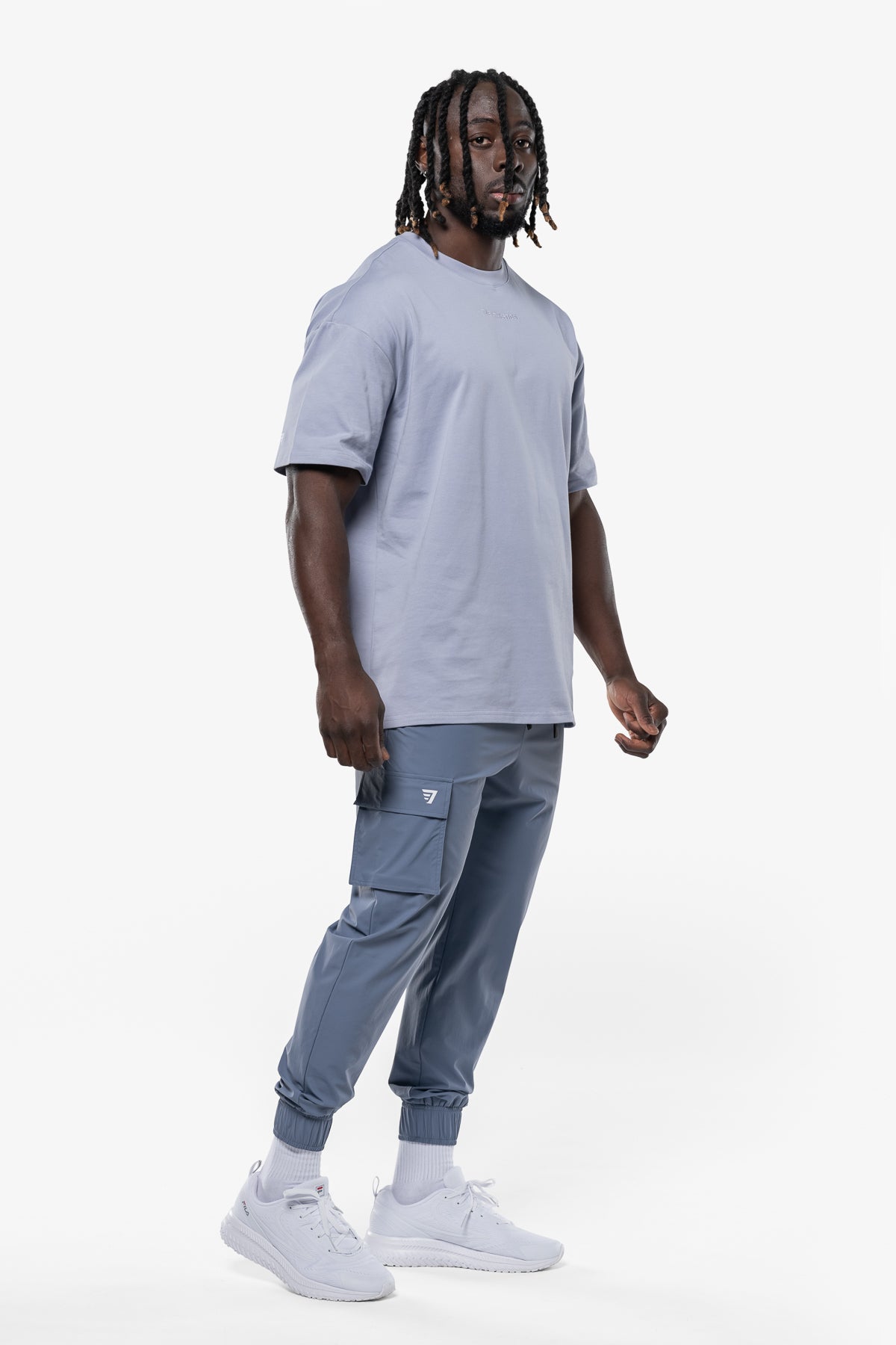 T-SHIRT MINIMAL OVERSIZED MANCHES COURTES - DUSTY BLUE