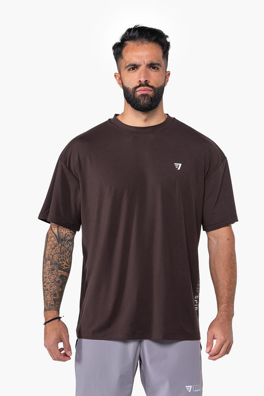 T-SHIRT OVERSIZE PERFORMANCE - COFFEE