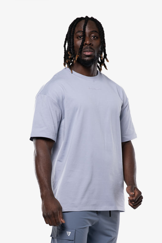 T-SHIRT MINIMAL OVERSIZED MANCHES COURTES - DUSTY BLUE
